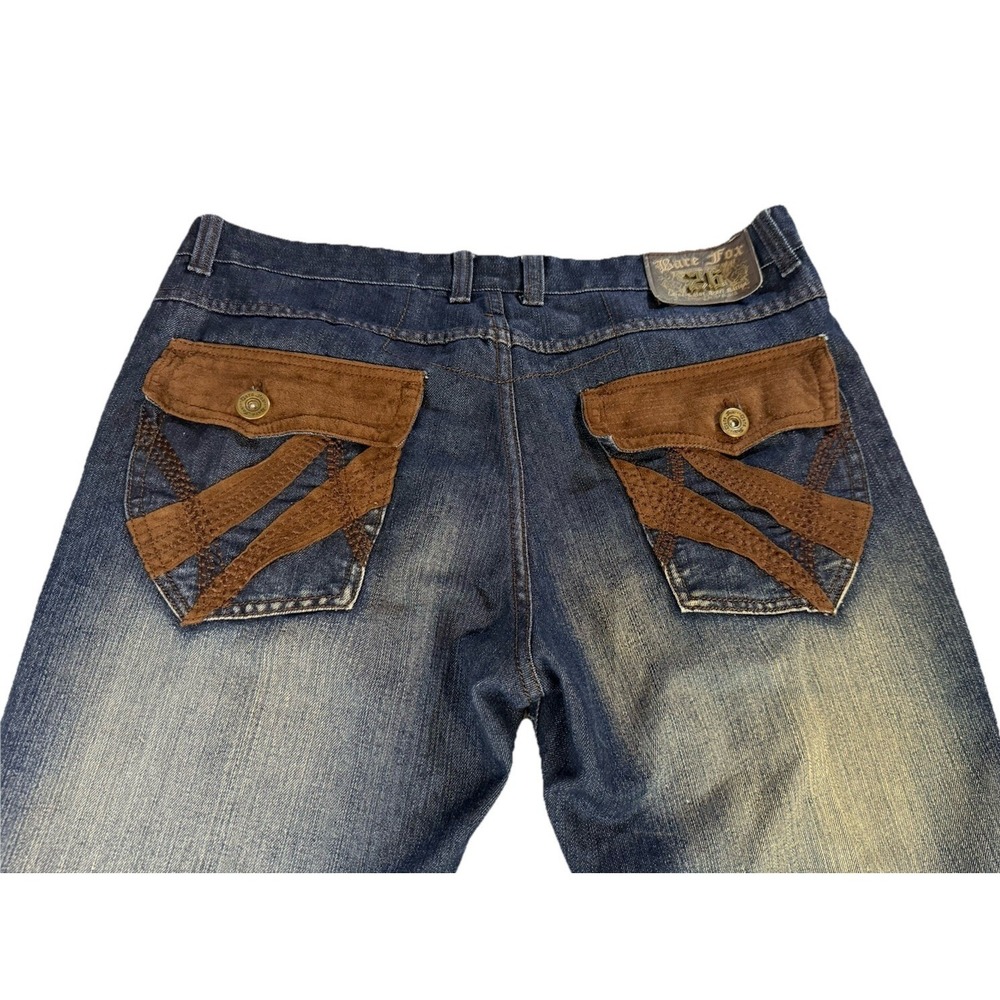 Men's Bare Fox Premium Couture 26x33 Dark Wash Jeans Y2K Streetwear Denim - Picture 7 of 9